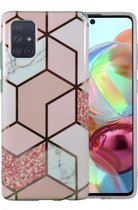 Samsung Galaxy A52 Marmer Case | Back Cover | TPU Telefoonhoesje | Roze