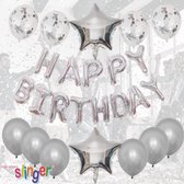 Verjaardag Feest Decoratie Pakket Zilver - Verjaardag versiering- Folie, Confetti Ballonnen & Slinger Zilver