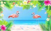 Flamingo Spandoek | Banner | Feestdecoratie | Themafeest | Zomer | Herbruikbaar | Hoogwaardig Stof | 186x112,5 cm