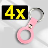 Apple Airtag Sleutelhanger - Hoesje / Case / Siliconen - Apple Airtag Case - Roze - 4 Stuks