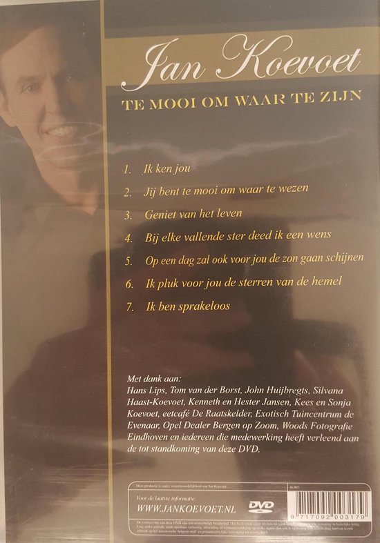 Te Mooi Om Waar Te zijn DVD, Jan Koevoet Muziek bol