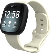 By Qubix geschikt voor Fitbit Versa 3 - Fitbit Versa 4 - Fitbit Sense 1 - Fitbit Sense 2 Sportbandje - Ecru - Maat: M-L Smartwatchbandje bandje Armband Polsband Strap Band Watchband