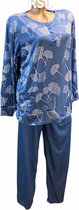 Dames pyjamaset met blaadjes XXL 44-46 blauw/wit