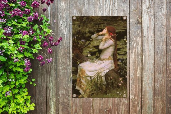Affiche de jardin Ophelia - peinture de John William Waterhouse - 40x80 cm - Décoration murale extérieure - Affiche de jardin - Toile de jardin - Affiche de clôture - Tableau de jardin