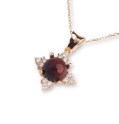 Hemels juwelier- 14k geelgouden ketting met hanger- Dames- Goud- HML779 - Cadeautje- Steen- Bruin