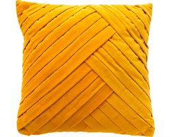 foto van Dutch Decor GIDI - Sierkussen 45x45 cm - velvet - effen kleur - Golden Glow - geel - Inclusief binnenkussen