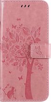 Samsung Galaxy A21s Bookcase - Roze - Bloemen - Portemonnee Hoesje