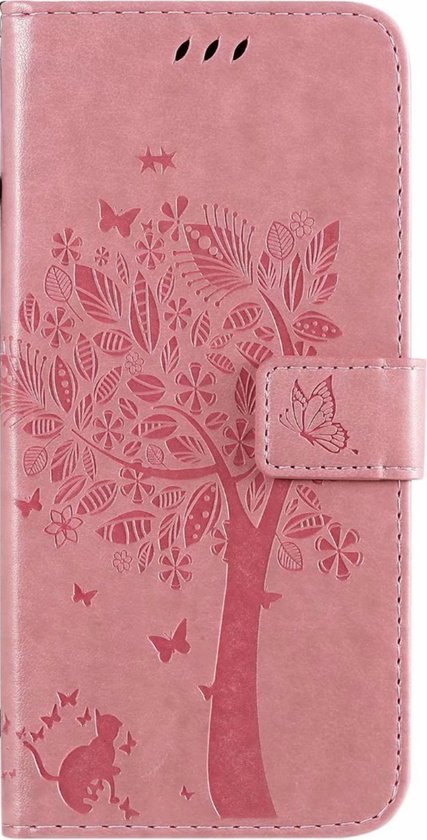 Geschikt voor Samsung Galaxy A21s Bookcase - Roze - Bloemen - Portemonnee Hoesje