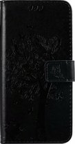 Samsung Galaxy S10 Lite Bookcase - Zwart - Bloemen - Portemonnee Hoesje