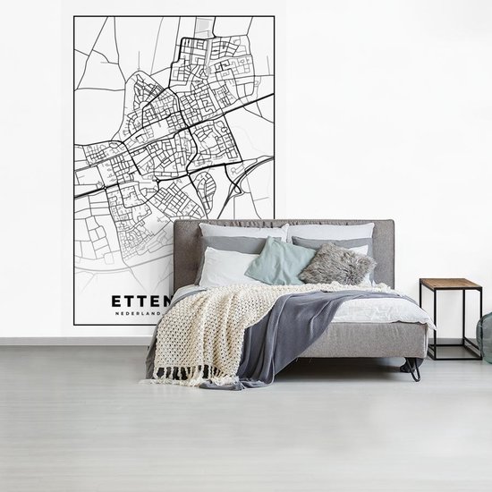 Papier Peint - Carte Papier peint photo - Etten-Leur - Zwart - Wit - Largeur 200 cm x Hauteur 300 cm