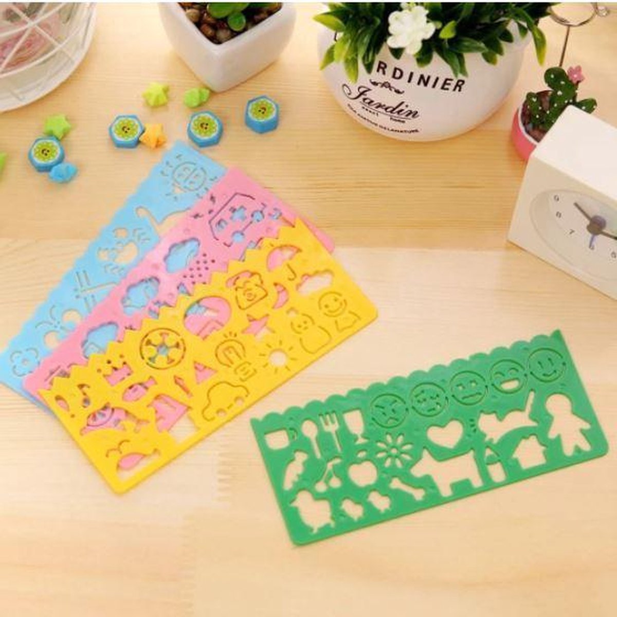 Ymapinc 4 Stuks Diervormige Tekensjablonen – Transparant Plastic Liniaal – 15 Cm – Voor School, Kantoor En Creatief Tekenen – Roze, Blauw, Paars, Geel