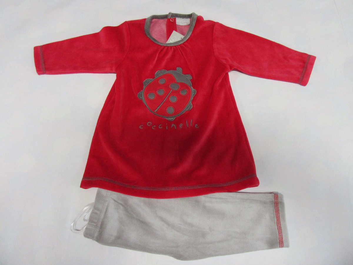 Wiplala - Pyjama - Rood - Velour - M meisje - Lieveheerbeestje - 5 jaar 110