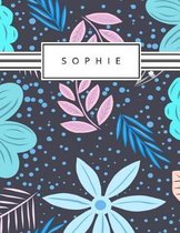 Sophie: Personalized blue flowers sketchbook with name