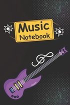 Music Notebook: Pink Guitar on Cover With Cool Interior. 120 Pages 6x9 in Music Manuscript Paper. Space to Write Lyrics and Music Notes. Musicians Notebook. Manuscript Paper for Notes, Lyrics