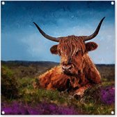 Graphic Message - Tuinposter - Schotse Hooglander - Outdoor Tuin Doek - Buiten - Schutting - 100x100