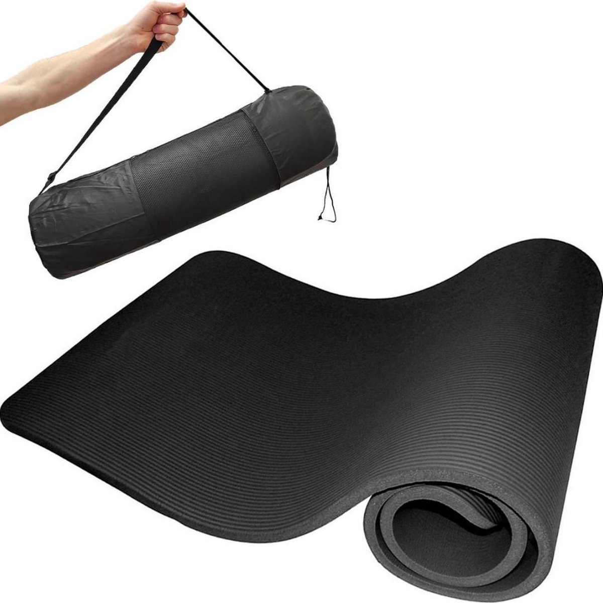 The Social Products Yoga Mat - Fitness mat - Sportmat - Fitnessmat - Yogamat - 185 x 65 x 1 cm - Zwart