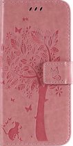 Samsung Galaxy S21 FE Bookcase - Roze - Bloemen - Portemonnee Hoesje