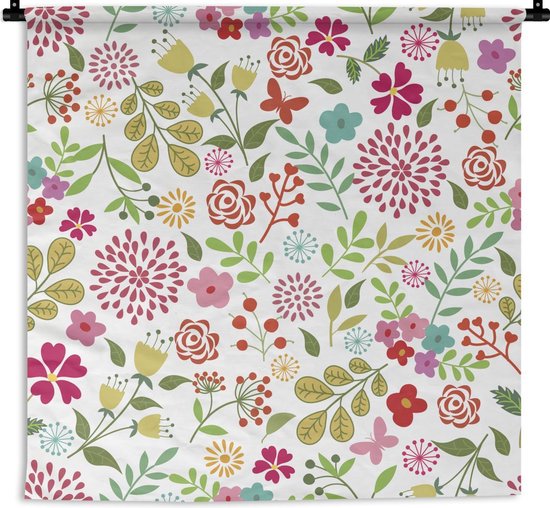 Tapisserie - Tissu mural - Fleurs - Couleurs - Motifs - 150x150 cm - Tapisserie