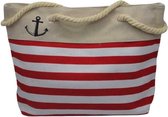 Rood-wit gestreepte strandtas