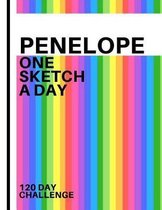 Penelope: Personalized colorful rainbow sketchbook with name