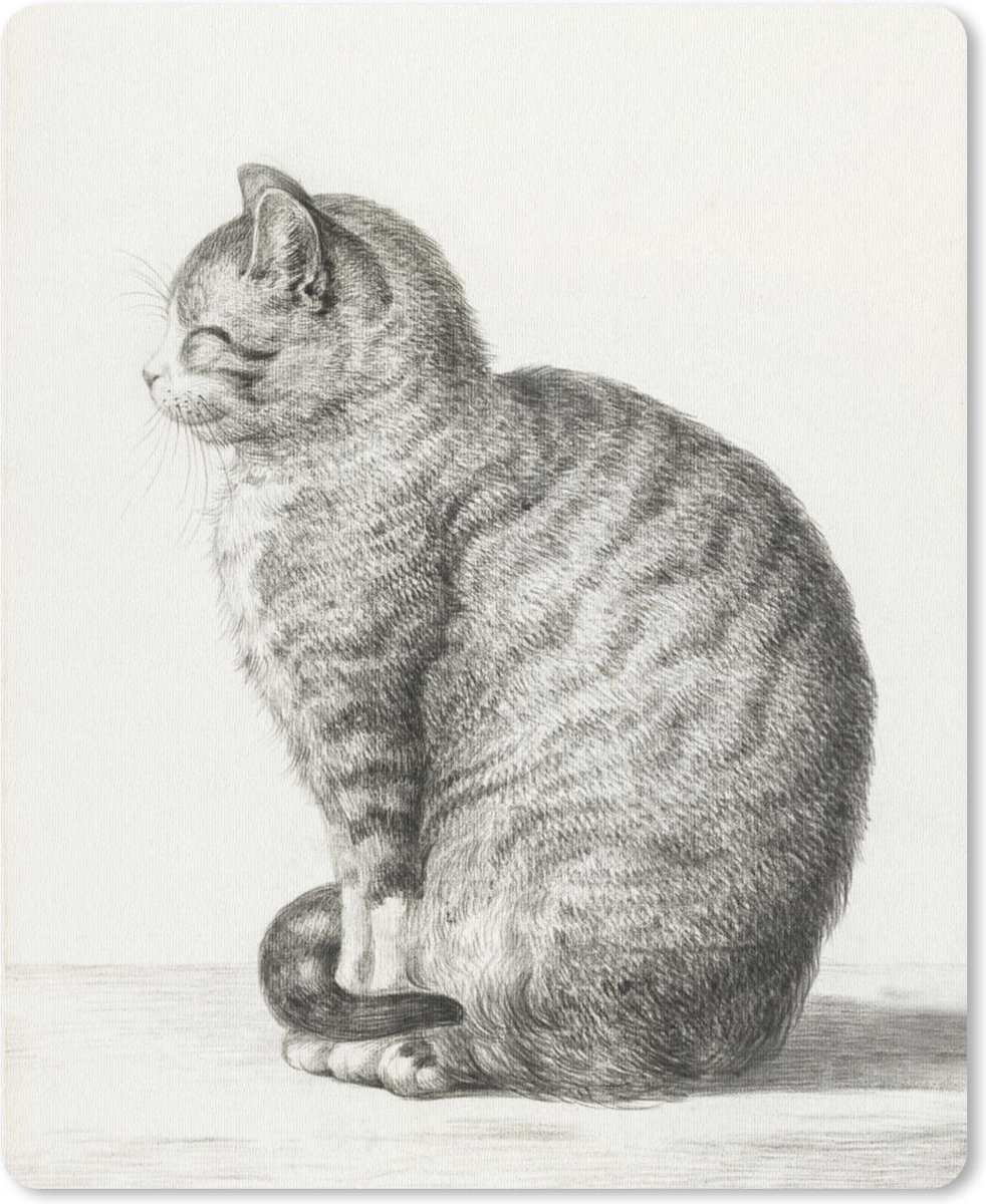 Muismat - Mousepad - Zittende kat - schilderij van Jean Bernard - 19x23 cm - Muismatten