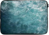 Laptophoes 14 inch - Zee - Water - Turquoise - Laptop sleeve - Binnenmaat 34x23,5 cm - Zwarte achterkant