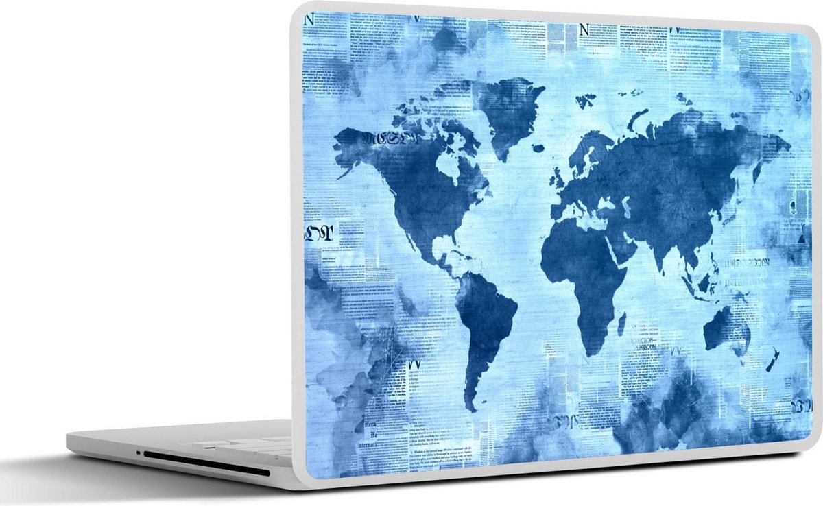 Afbeelding van product SleevesAndCases  Laptop sticker - 11.6 inch - Wereldkaart - Blauw - Krant
