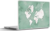 Autocollant pour ordinateur portable - 17,3 pouces - Wereldkaart - Vert - Aquarelle - 40x30cm - Autocollants pour ordinateur portable - Skin pour ordinateur portable - Couverture