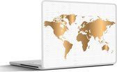 Laptop sticker - 17.3 inch - Wereldkaart - Stippen - Goud - 40x30cm - Laptopstickers - Laptop skin - Cover