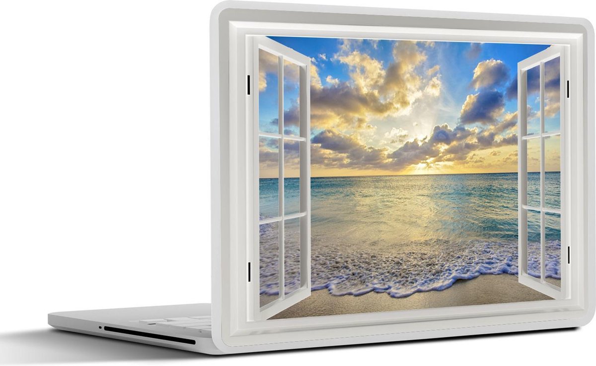 Laptop sticker - 14 inch - Doorkijk - Water - Zee - 32x5x23x5cm - Laptopstickers - Laptop skin - Cover