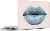 Laptop sticker - 10.1 inch - Lippen - Pastel - Grijs - 25x18cm - Laptopstickers - Laptop skin - Cover