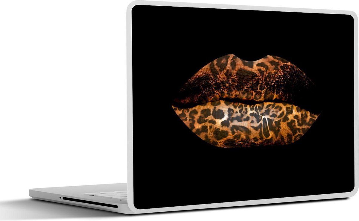 Laptop sticker - 11.6 inch - Lippen - Tijgerprint - Zwart - 30x21cm - Laptopstickers - Laptop skin - Cover