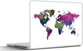 Laptop sticker - 17.3 inch - Wereldkaart - Waterverf - Kleur - 40x30cm - Laptopstickers - Laptop skin - Cover