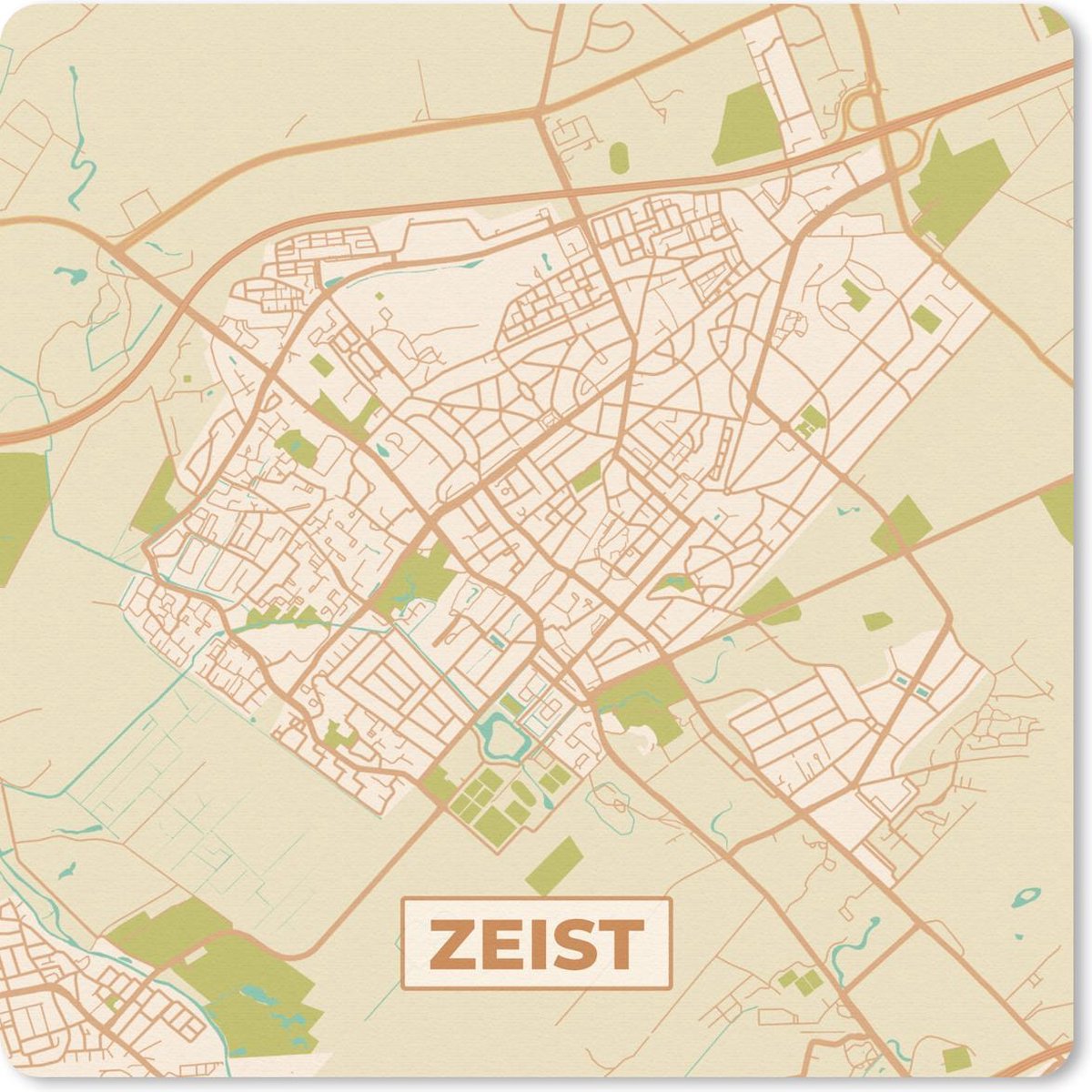 Muismat 20x20 cm - Mousepad Kaart - Zeist - Vintage - Muismatten