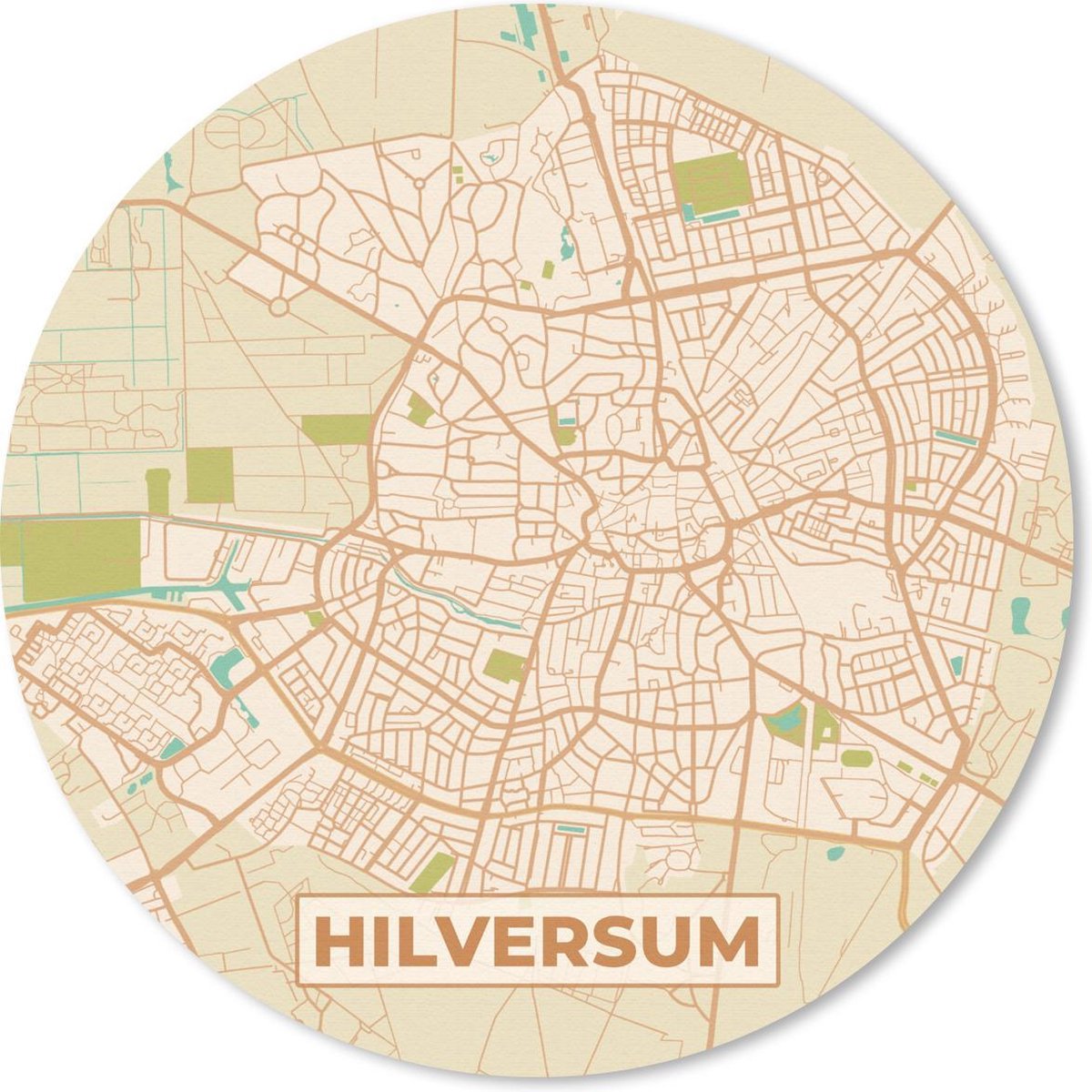 Muismat rond 30x30 cm - Mousepad Kaart - Hilversum - Vintage - Ronde muismatten