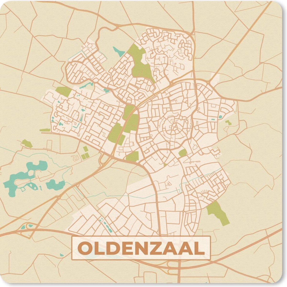 Muismat 20x20 cm - Mousepad Stadskaart - Oldenzaal - Vintage - Muismatten