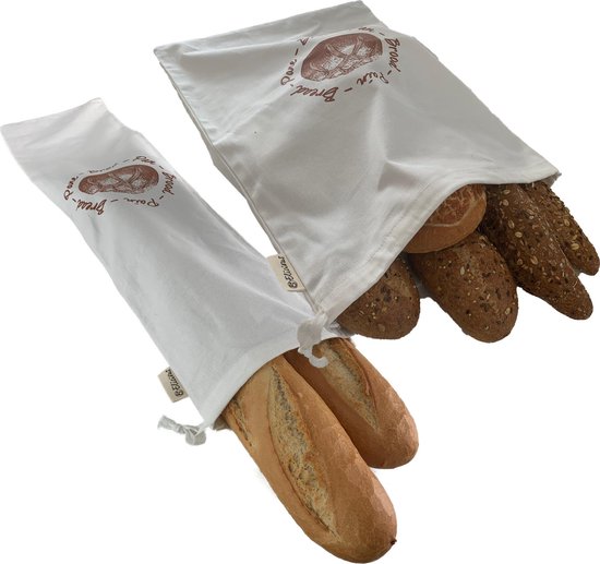 Set sac à pain et sac à baguette Elicious en coton bio, zéro déchet