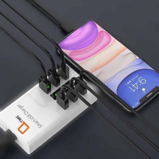 6 Poorts 30W Smart USB Lader Multi-Port Power Adapter LED Display  Intelligente Oplader... | bol.com