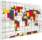 Wereldkaart Mondriaan - Poster 60x40