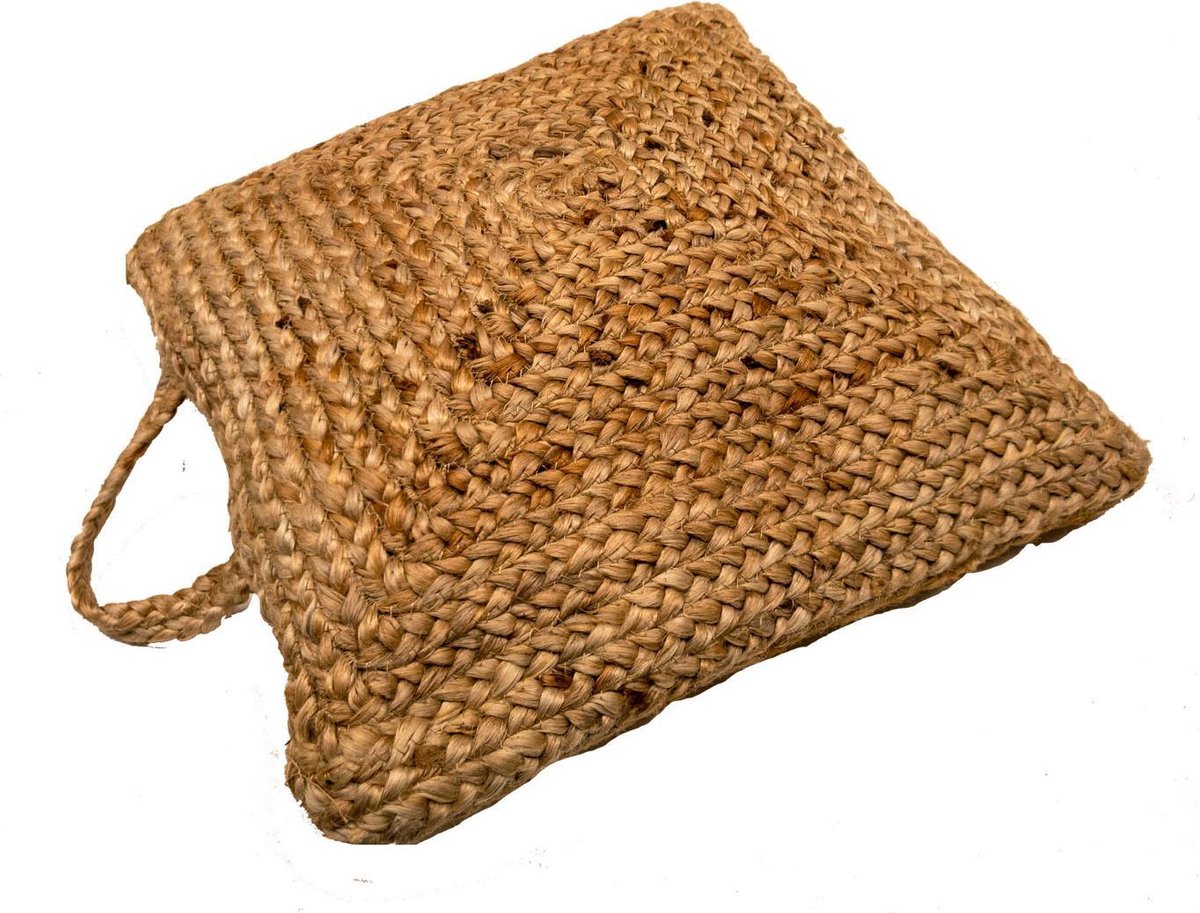 Rocaflor-Kussen-jute-vierkant-bruin-effen-40x40cm