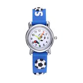Kinder Horloge | Voetbal / Soccer Blauw | 3D Siliconen | Ø 25 mm