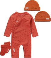 Noppies SET(4delig) Playsuit Noorvik Spicy Ginger met Sokjes en Muts - 68