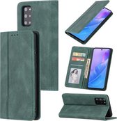 Voor Samsung Galaxy S21 Ultra 5G Huid Voelen Druk Lijn Magnetische Horizontale Flip Lederen Case met Houder & Kaartsleuf & Portemonnee & Fotolijst (Groen)