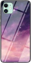 Sterrenhemel geschilderd gehard glas TPU schokbestendig beschermhoes voor iPhone 11 (Fantasy Starry Sky)