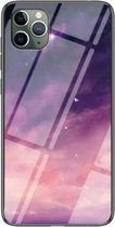 Sterrenhemel geschilderd gehard glas TPU schokbestendig beschermhoes voor iPhone 12/12 Pro (Fantasy Starry Sky)