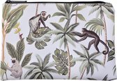 Een musthave dit aantrekkelijk uitziende tasje met apen (21x15cm). Praktisch dankzij de ritssluiting en het ruime binnenvak. Dit tasje kan voor make-up, telefoon, portemonnee of tijdens een u