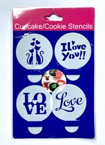 Cupcake Cookie Stencils Liefde 4 stuks