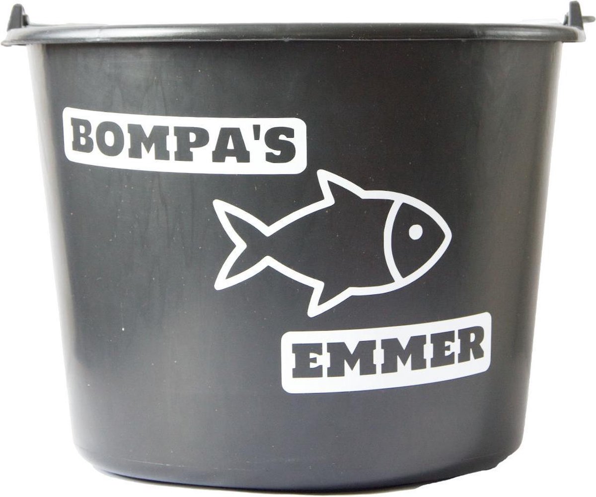 Goedkoopste Cadeau emmer – 12 liter – zwart – met tekst Bompas visemmer