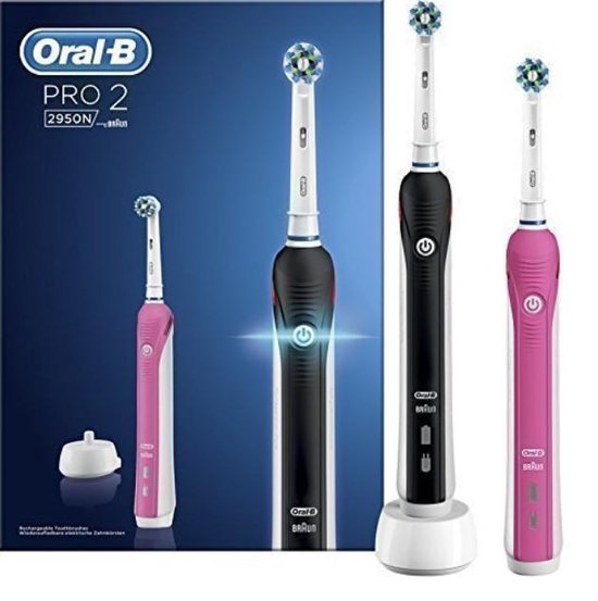 Nutteloos kaas raket Oral-B Tandenborstel Pro 2 2950 Duo / Zwart en Roze / Elektrische  tandenborstel | bol.com