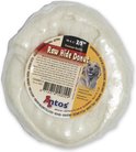 Wit rawhide donut hondenkluif, 70 gram, met afbeelding van een hond.